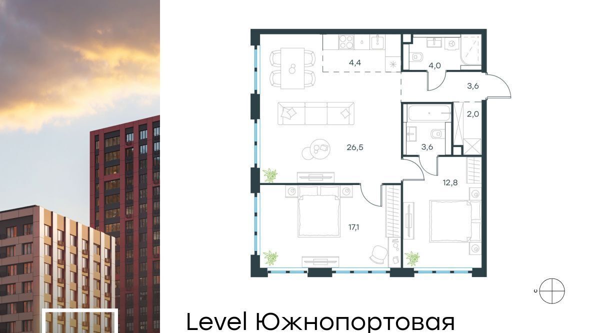 квартира г Москва метро Кожуховская ЖК Левел Южнопортовая 5 фото 1