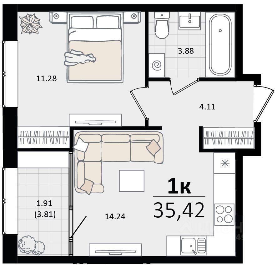 квартира г Краснодар р-н Карасунский ул Сормовская 3/7 фото 1