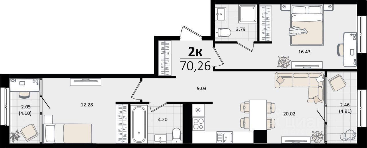 квартира г Краснодар р-н Карасунский ул Сормовская 3/7 фото 1