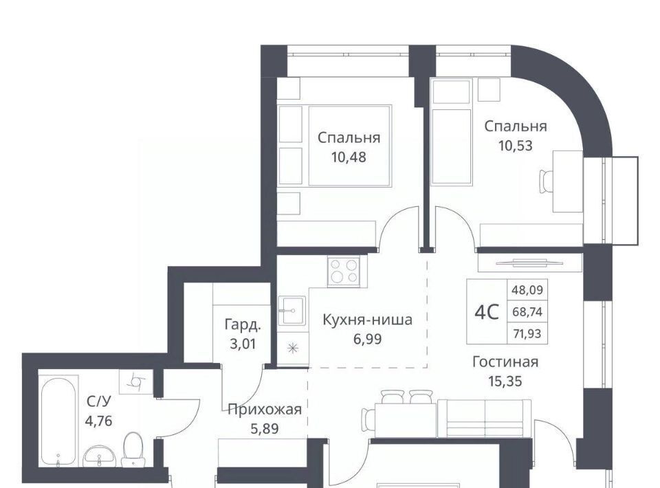 квартира г Новосибирск р-н Калининский Заельцовская Северный Миниполис Фора на Фадеева жилой комплекс фото 1