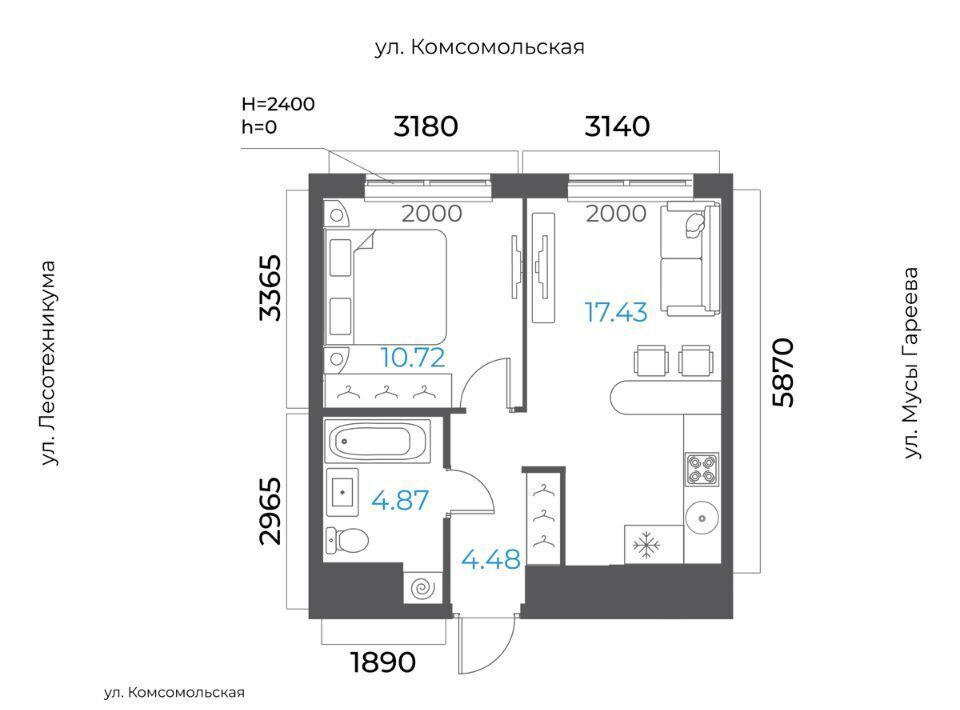 квартира г Уфа р-н Октябрьский микрорайон Глумилино-2 8-е Небо жилой комплекс фото 1