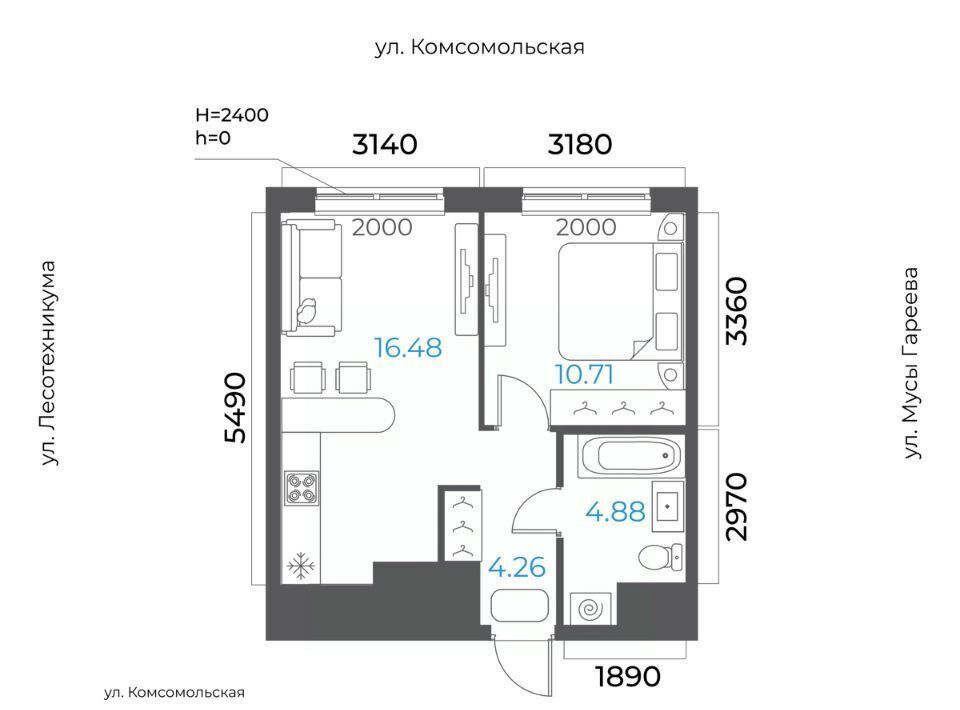 квартира г Уфа р-н Октябрьский микрорайон Глумилино-2 8-е Небо жилой комплекс фото 1