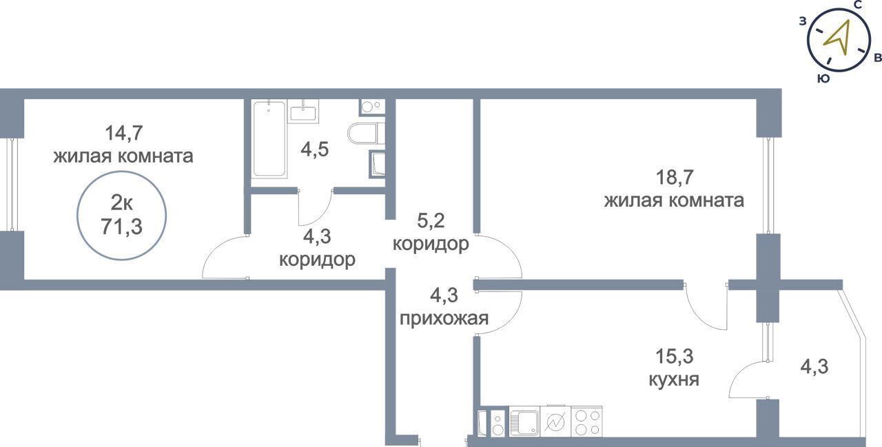 квартира г Нефтеюганск мкр 17-й 9 ЖК «Заречный» фото 1