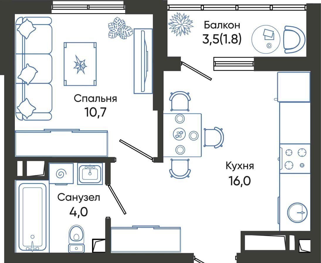 квартира г Новороссийск р-н Центральный ул Куникова 1 ЖК «Облака» блок-секции 1-5 фото 1