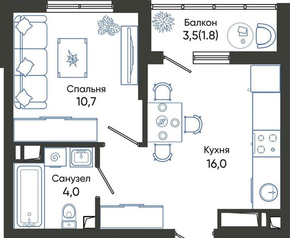 квартира р-н Центральный ул Куникова 1 блок-секции 1-5 фото