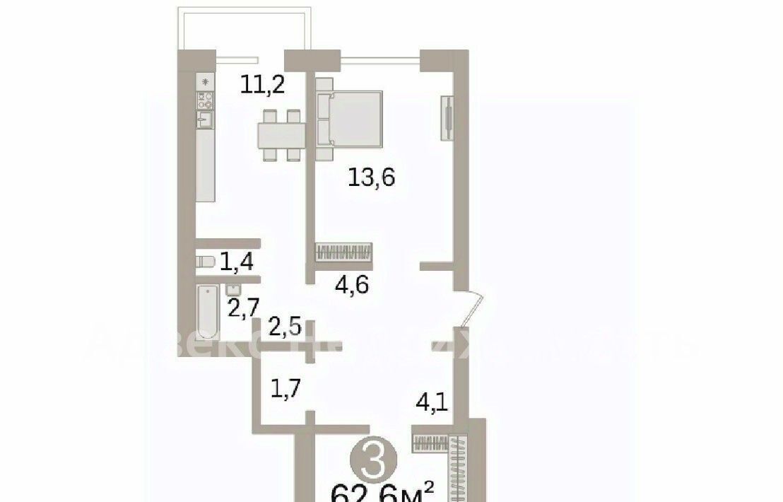 квартира г Тюмень п Тарманы р-н Ленинский ул. Игримская, 31 фото 2