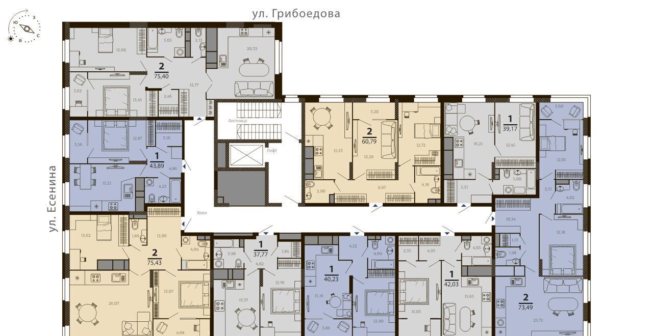 квартира г Рязань р-н Советский ул Есенина ЖД  «Татлин» фото 2