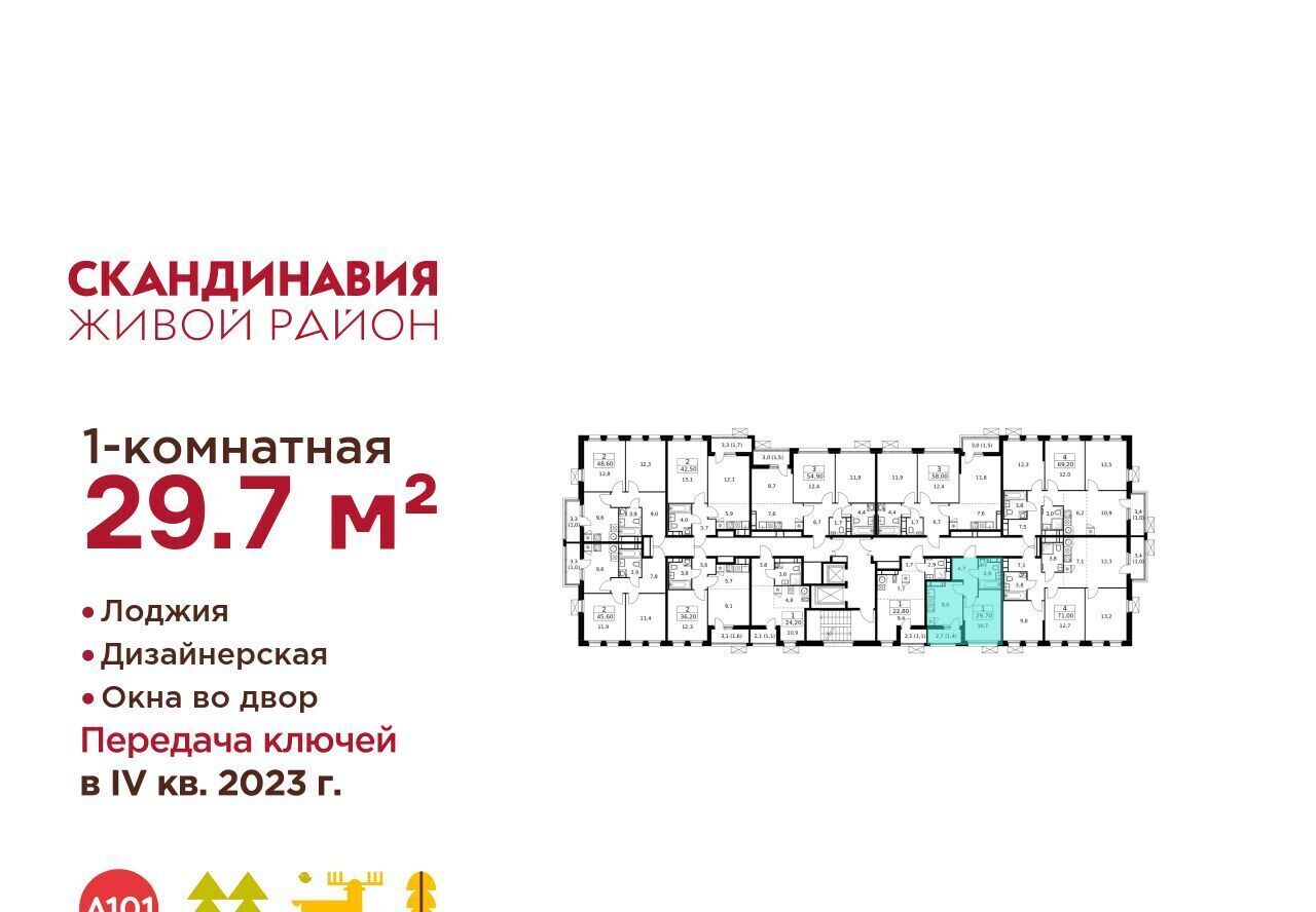 квартира г Москва п Сосенское ЖК Скандинавия 25/1 метро Теплый Стан фото 3
