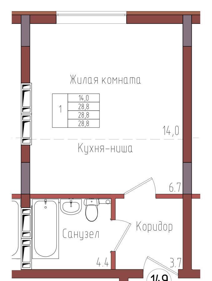 квартира г Калининград р-н Центральный ул Дубовая аллея 2 ЖК «Теодор Кроне» корп. 1, д. 3А фото 1