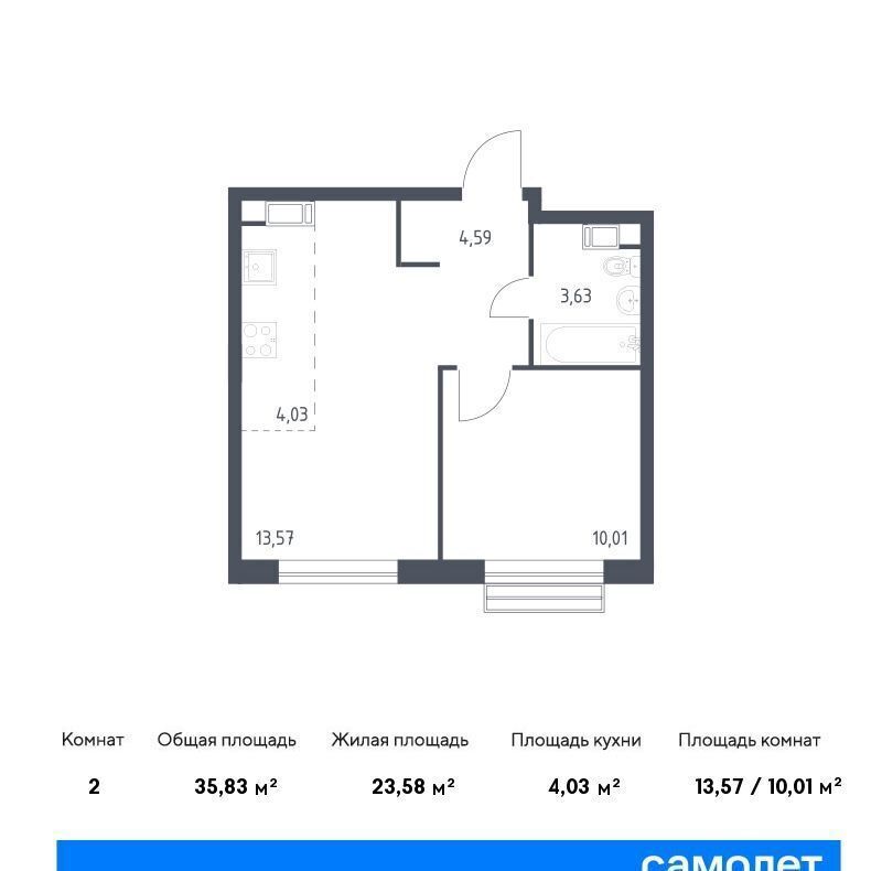 квартира г Москва п Мосрентген ЖК «Квартал Румянцево» метро Саларьево к 1, Московская область фото 1