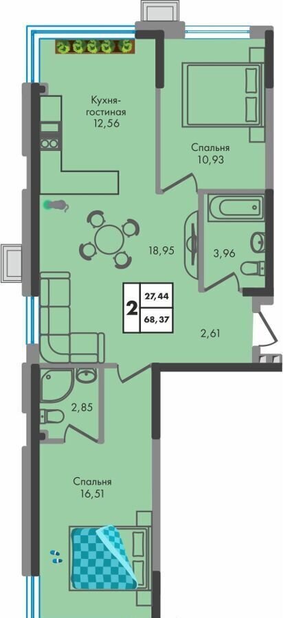 квартира г Краснодар р-н Прикубанский ул им. генерала Брусилова 1/2 д. 5 фото 1