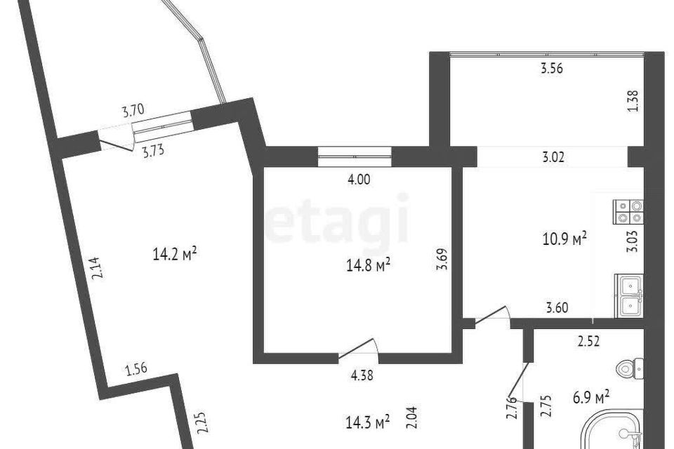 квартира г Нефтеюганск мкр 16-й 35 городской округ Нефтеюганск фото 2