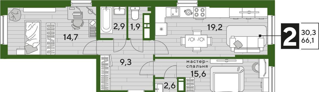 квартира г Краснодар р-н Прикубанский ул. Красных Партизан/Азовская, лит. 5 фото 2