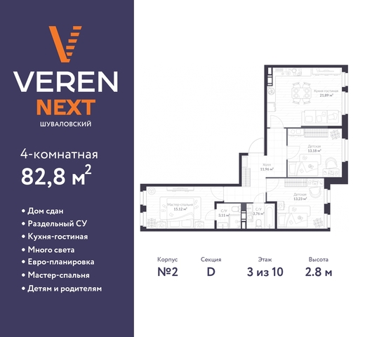 метро Комендантский Проспект метро Удельная ул Парашютная 81к/1 ЖК «VEREN NEXT шуваловский» фото