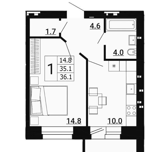 квартира р-н Орловский д Образцово б-р Героев 2 Орёл фото 3