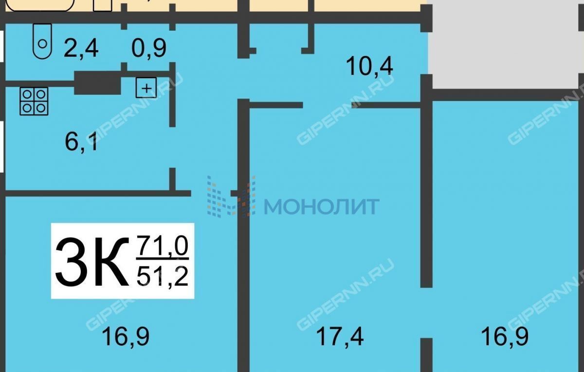 квартира г Нижний Новгород р-н Канавинский ул Декабристов 52 фото 21