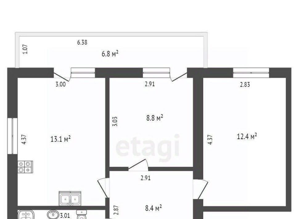 квартира р-н Тахтамукайский аул Новая Адыгея ул Бжегокайская 31/7в Старобжегокайское с/пос, аул фото 24