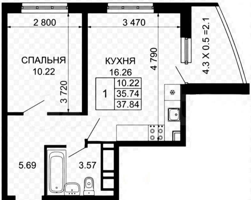 квартира г Краснодар р-н Прикубанский ул им. Петра Метальникова 36 фото 1