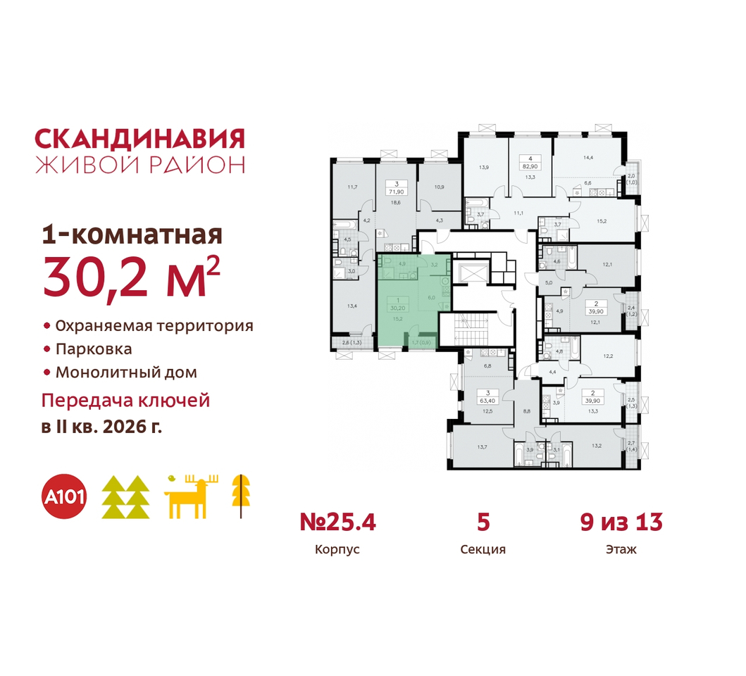 квартира г Москва п Сосенское б-р Скандинавский 25/4 жилой район «Скандинавия» Сосенское, Бутово фото 2