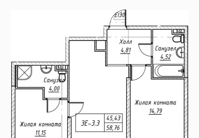 квартира г Санкт-Петербург метро Улица Дыбенко наб Октябрьская 40к/4 фото 2