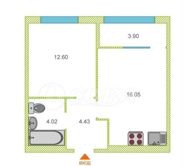 квартира г Тюмень р-н Ленинский ул Газопромысловая 1к/2 фото 2