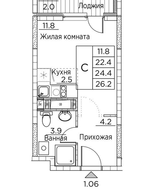 квартира г Владивосток р-н Ленинский ул Расула Гамзатова 7к/3 фото 1