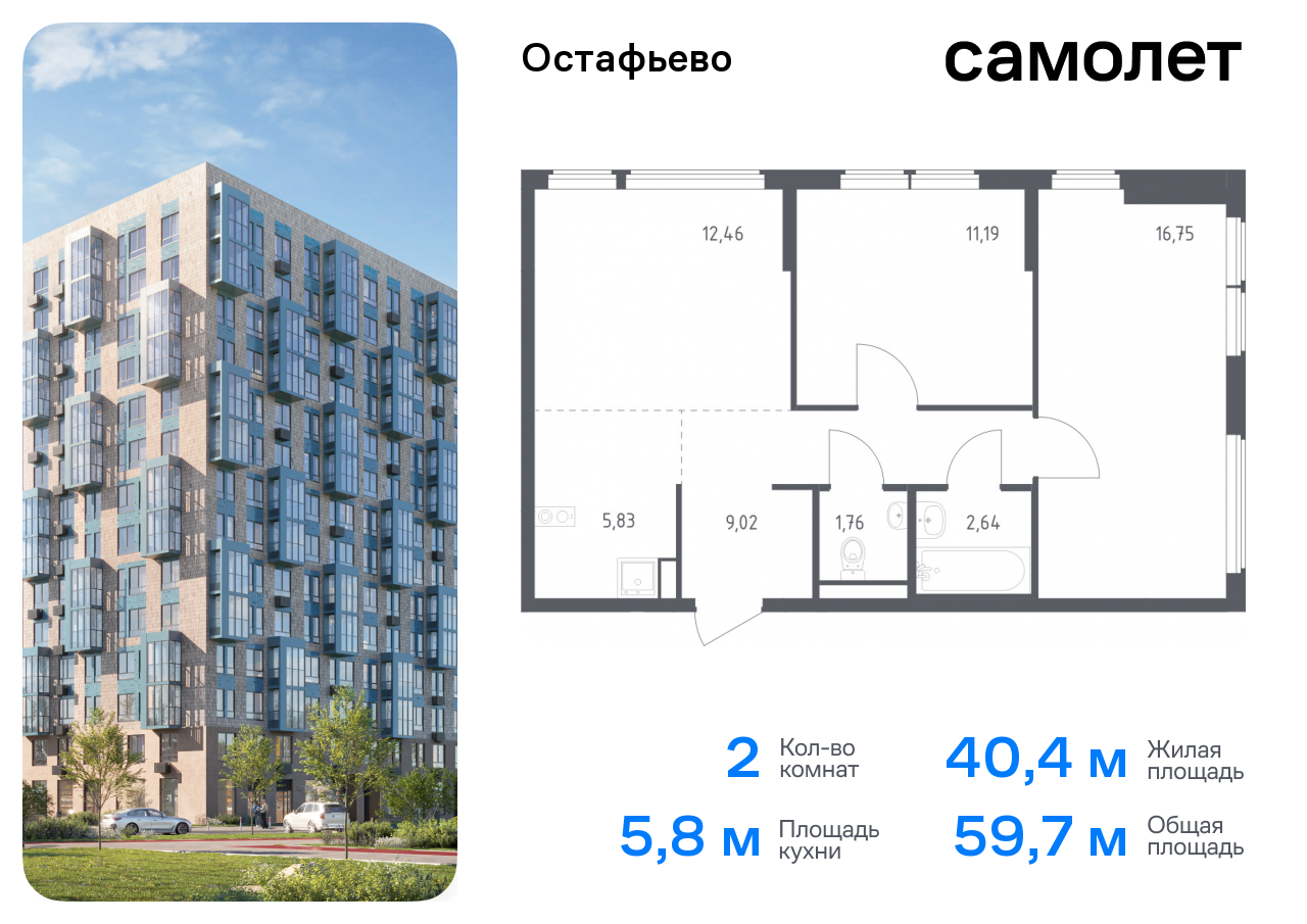 квартира г Москва метро Щербинка жилой комплекс Остафьево, к 20, Симферопольское шоссе фото 1