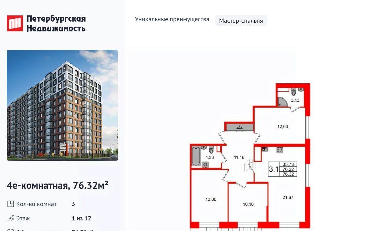 квартира г Санкт-Петербург метро Елизаровская ЖК «Астра Континенталь» фото 1