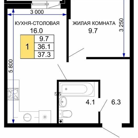 квартира г Краснодар р-н Прикубанский ул им. лётчика Позднякова 2к/14 фото 15