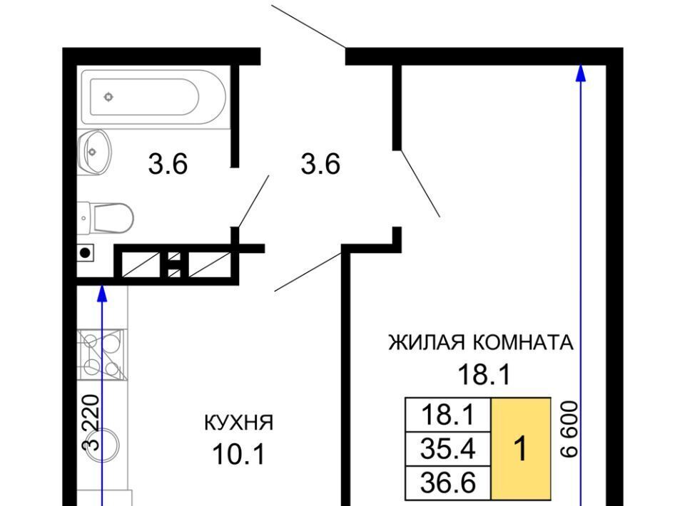 квартира г Краснодар р-н Прикубанский ул им. лётчика Позднякова 2к/20 фото 1