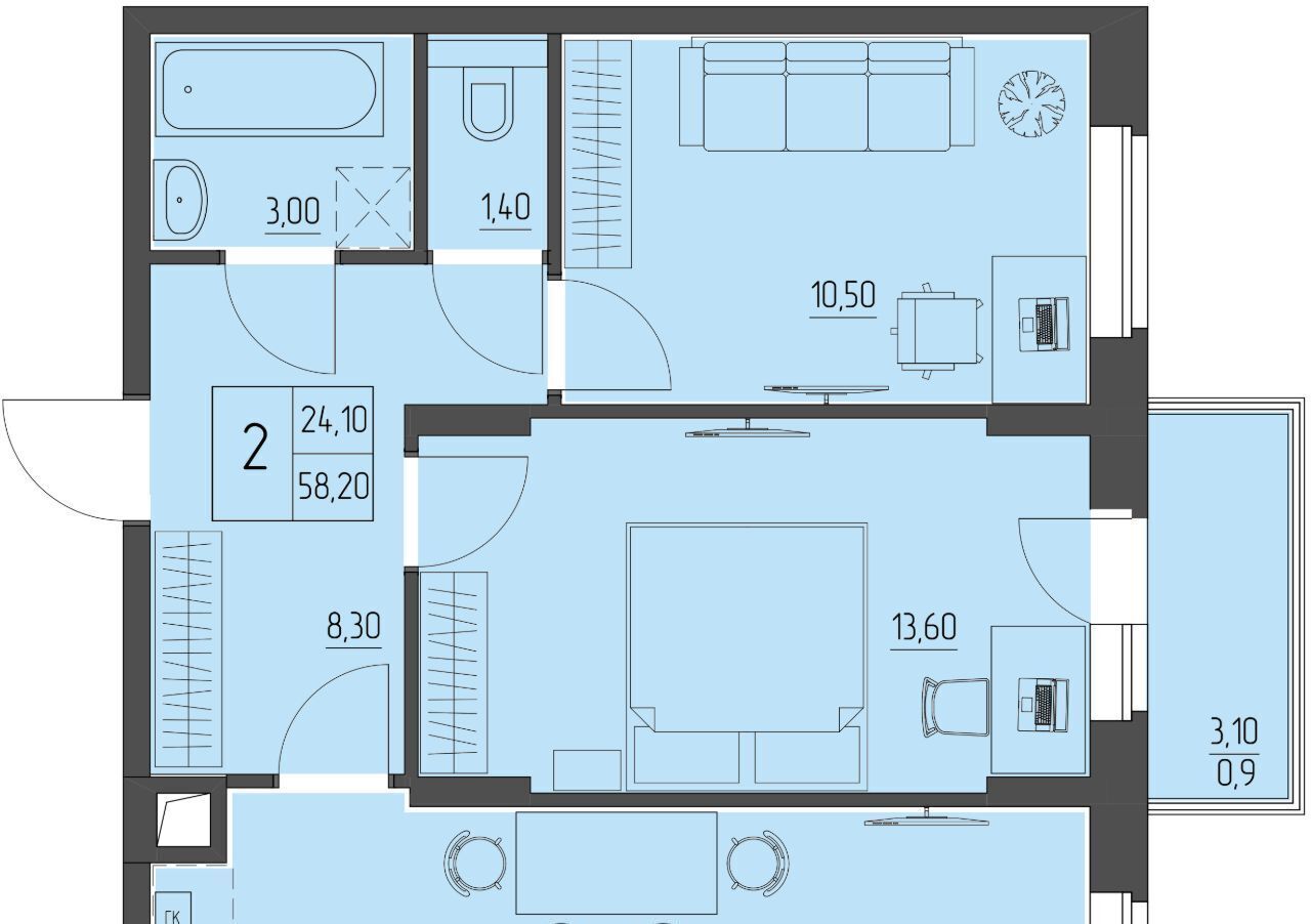 квартира г Батайск ул. Макаровского, 4к 2 фото 1