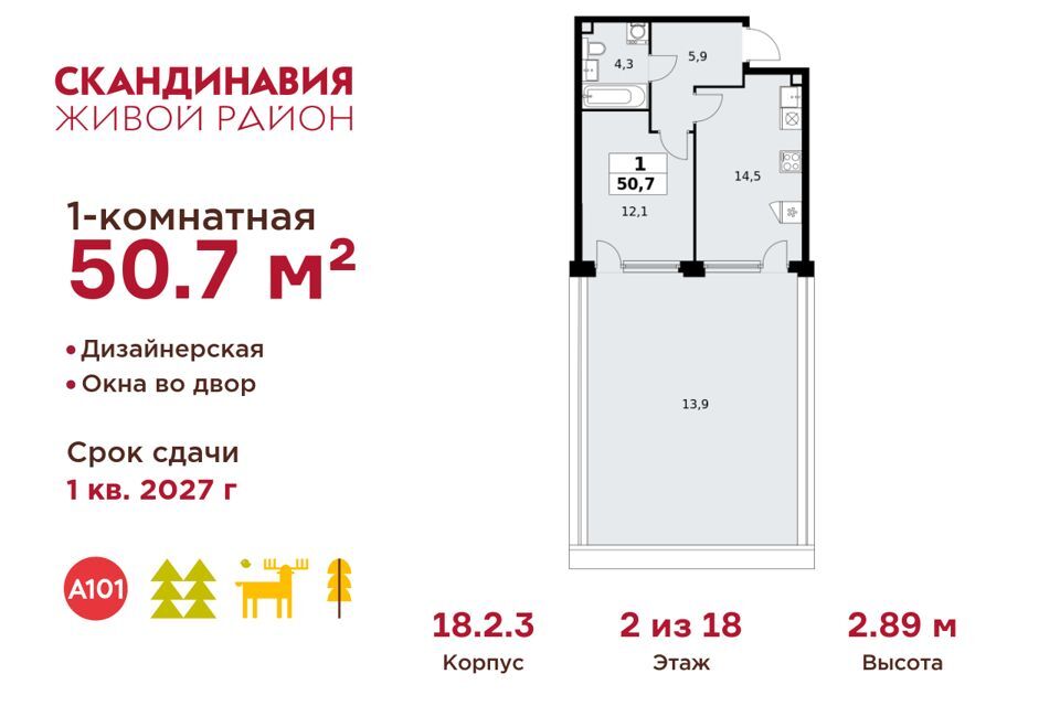 квартира г Москва п Сосенское п Коммунарка Новомосковский административный округ, Жилой комплекс Скандинавия фото 1