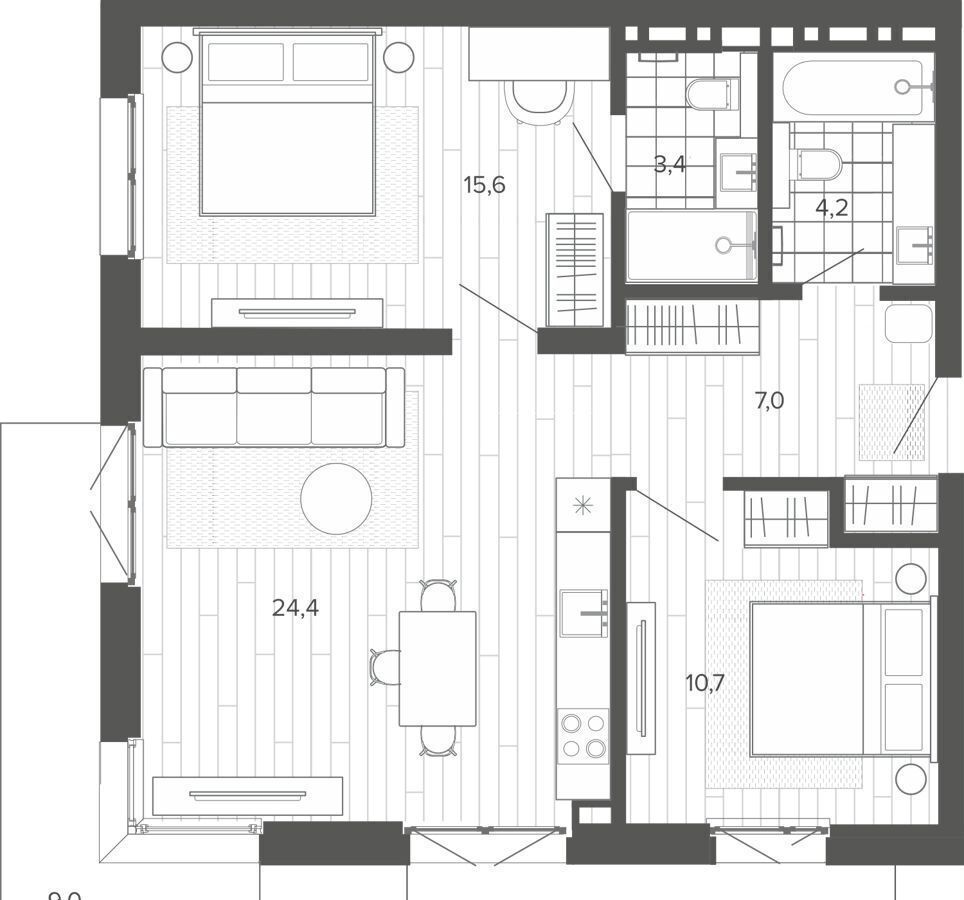 квартира г Барнаул р-н Центральный тракт Змеиногорский 35б корп. 1 фото 5