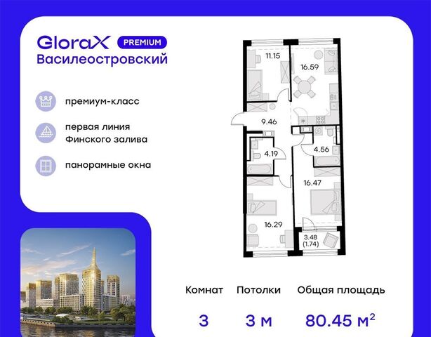 метро Приморская ЖК «GloraX Premium Василеостровский» уч. 11 фото