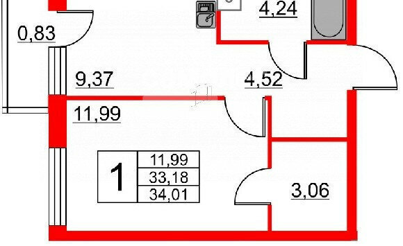 квартира р-н Всеволожский г Кудрово пр-кт Строителей 3 Улица Дыбенко фото 22