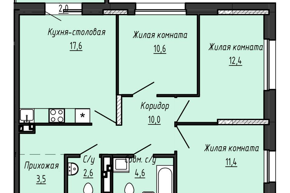 квартира улица Строителя Н. Шишкина, 4/4, Завьяловский район, Первомайский фото 1