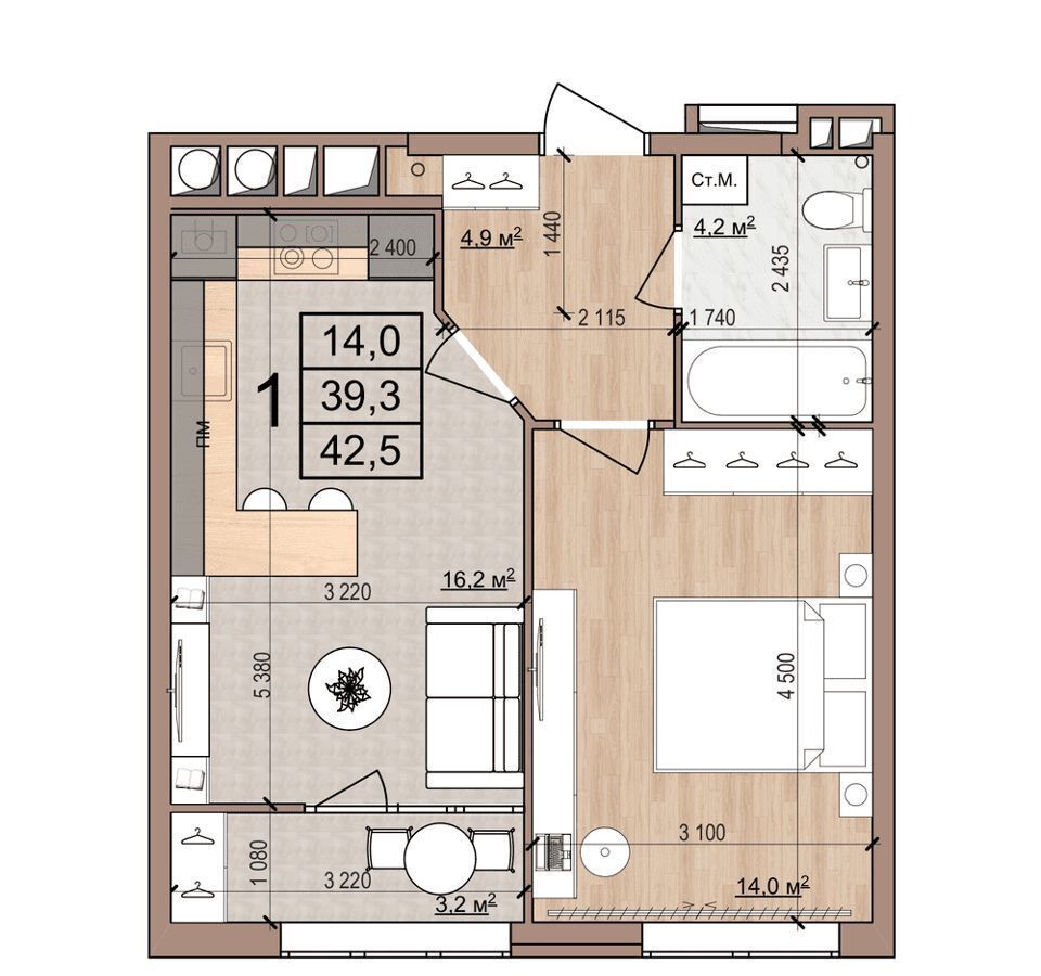 квартира г Рязань р-н Московский ул Медицинская 5 корп. 2 фото 14