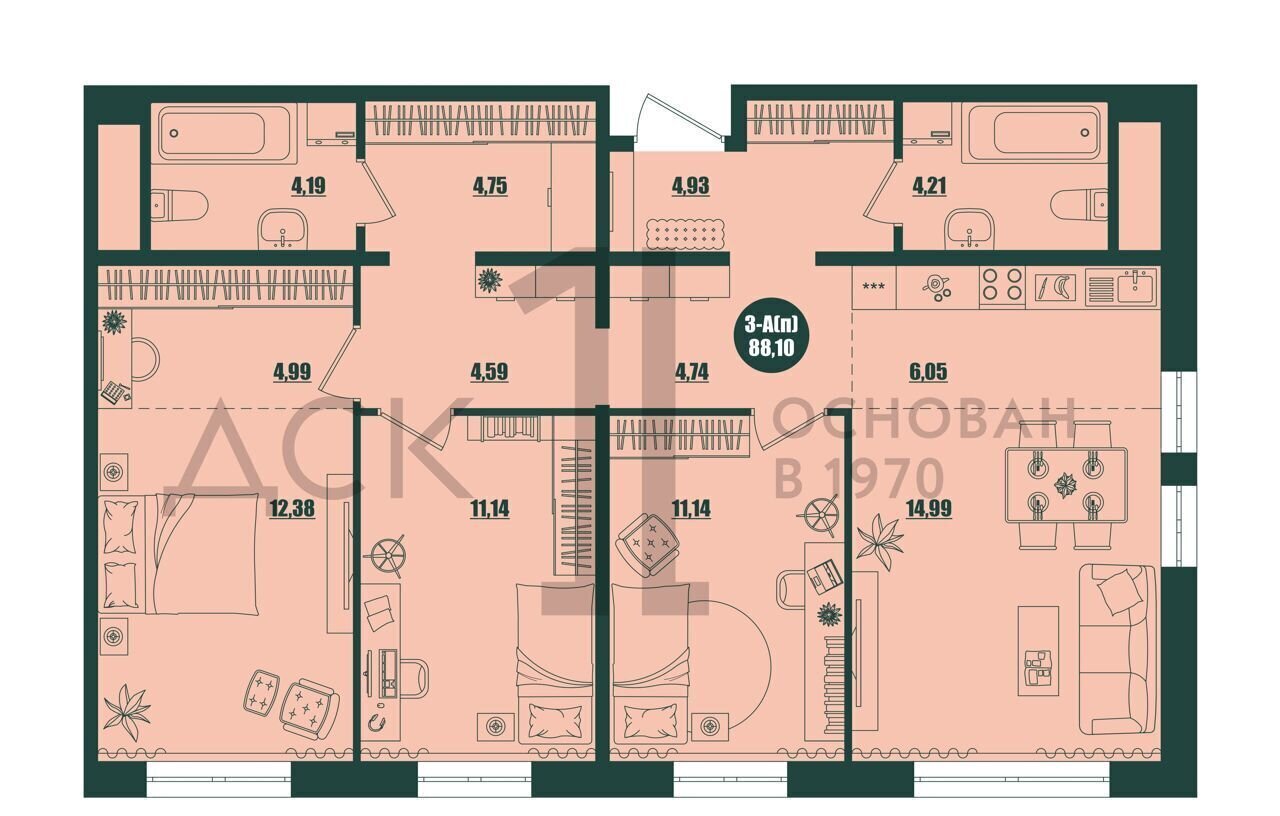 квартира г Сургут р-н Северный жилой мкр. 39, стр. 4. 3 фото 1