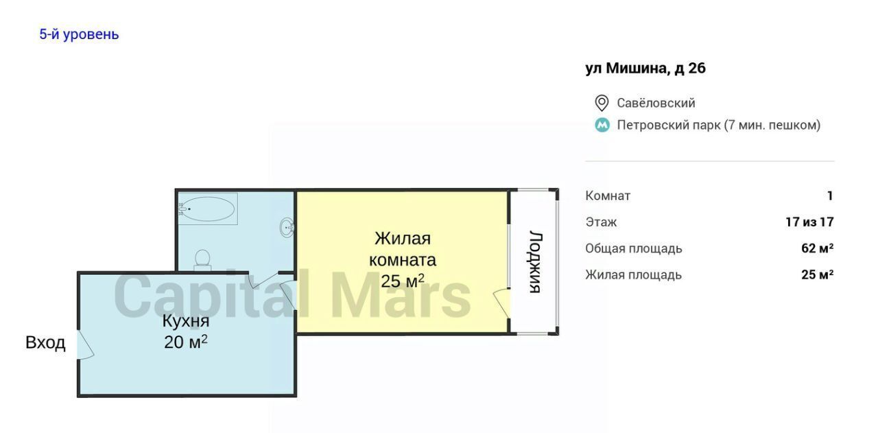 квартира г Москва метро Петровский парк ул Мишина 26 Парк фото 3