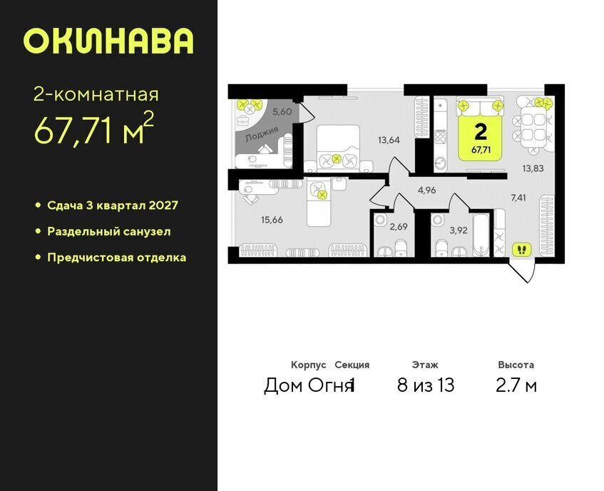 квартира г Тюмень ЖК «‎Окинава» Центральный административный округ фото 1