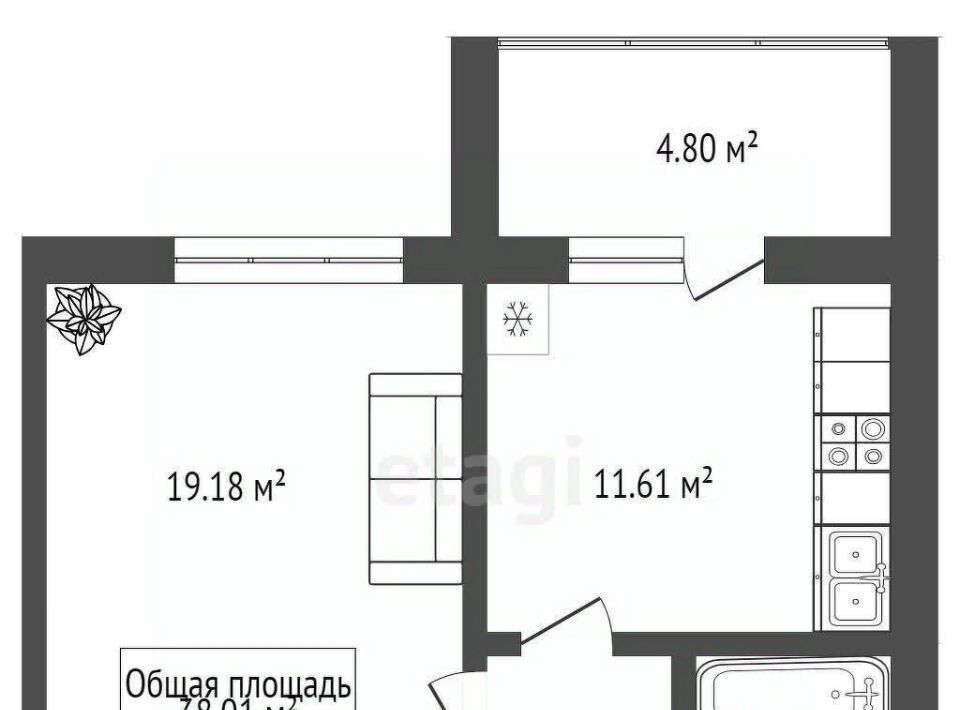 квартира р-н Новосибирский рп Краснообск мкр 2 229 микрорайон «Краснообский» городское поселение Краснообск фото 17