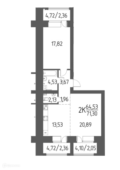 квартира р-н Томский д Кисловка Василия Кандинского, 7/2 фото 1