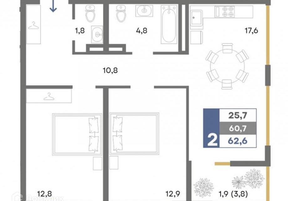 квартира р-н Симферопольский с Белоглинка ул Салгирная 38 фото 8