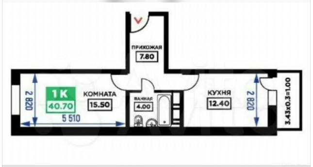 квартира г Краснодар р-н Прикубанский ул Дубравная 1 ЖК «Открытие» муниципальное образование Краснодар фото 6