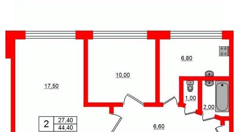 квартира г Санкт-Петербург метро Улица Дыбенко ул Дыбенко 11к/1 фото 2