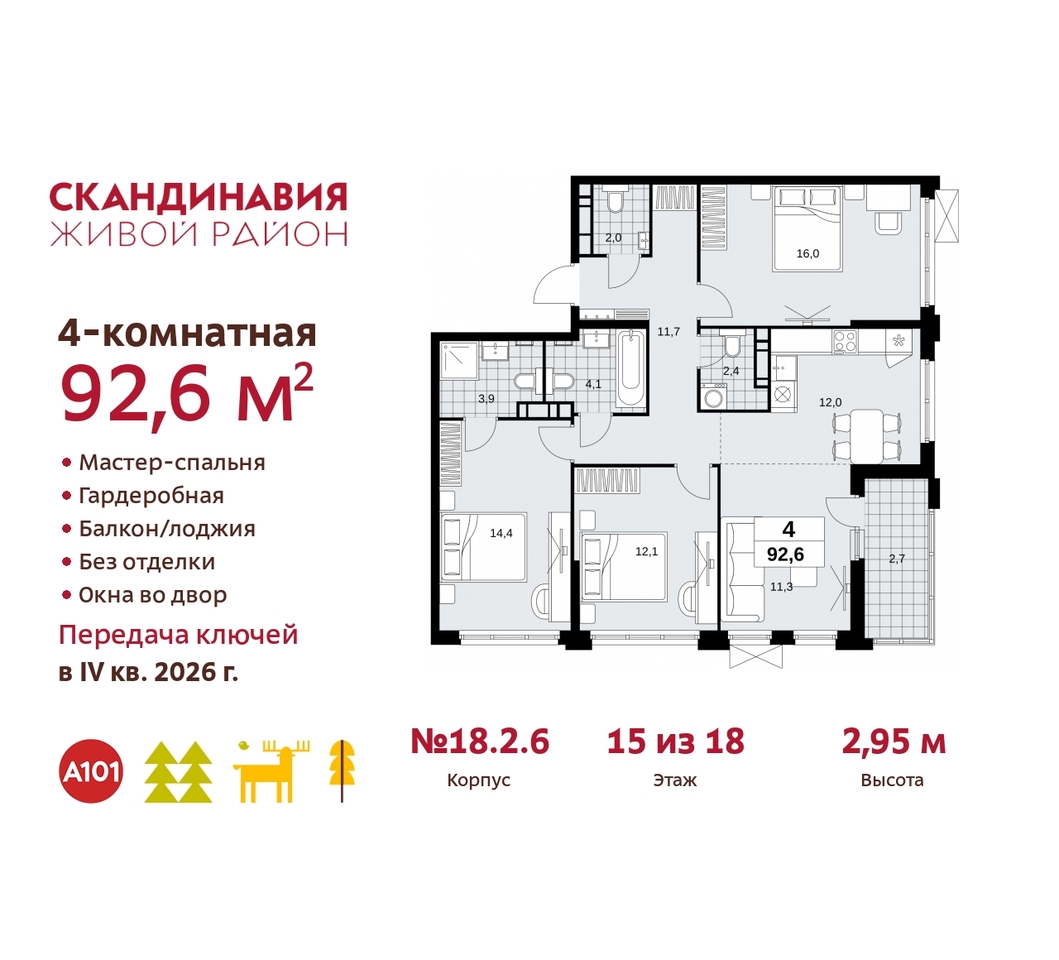 квартира г Москва п Сосенское жилой район «Скандинавия» Сосенское, жилой комплекс Скандинавия, 18. 2.6, Бутово фото 1