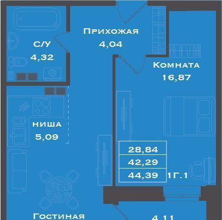 квартира г Сургут р-н Северный жилой ЖК «Городской парк» мкр. 51, ул. 23«З», стр. 2 фото 1