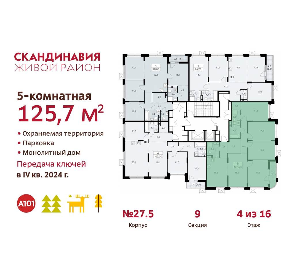 квартира г Москва п Сосенское жилой район «Скандинавия» Сосенское, жилой комплекс Скандинавия, к 27. 5, Бутово фото 2