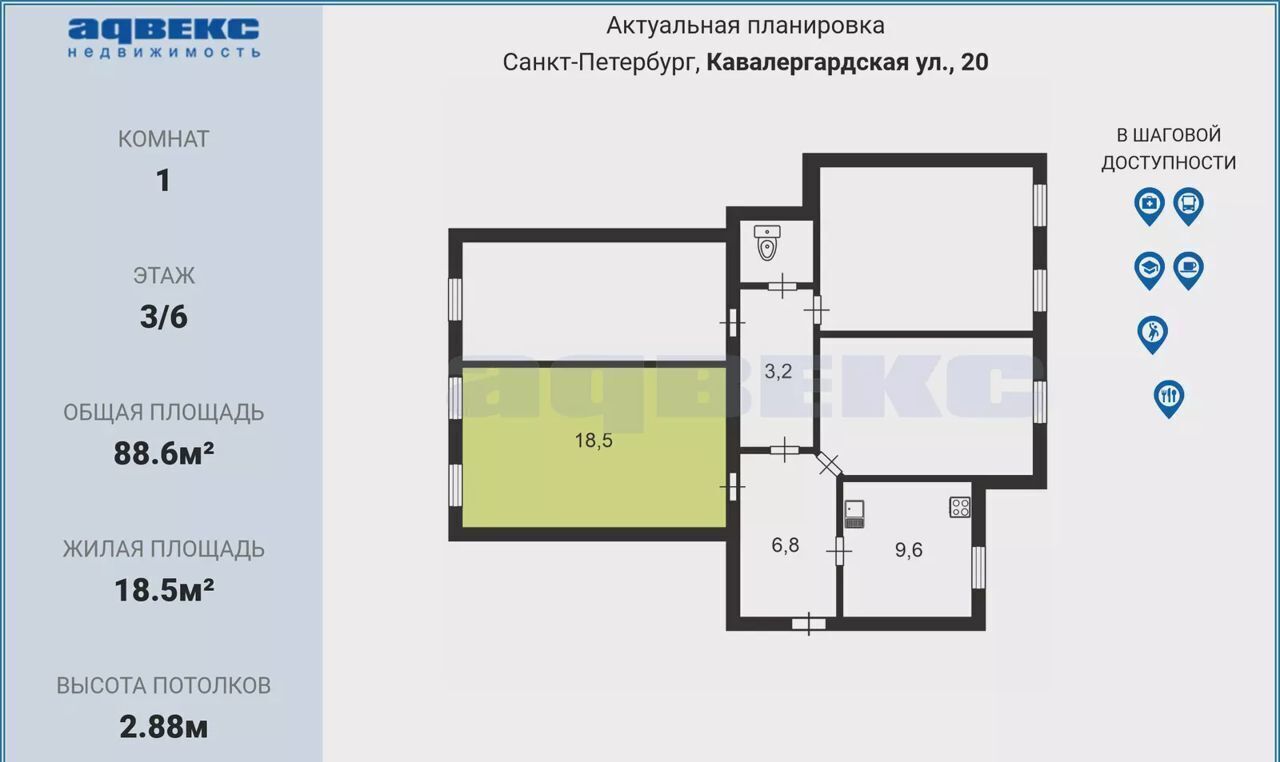 комната г Санкт-Петербург метро Чернышевская Пески ул Кавалергардская 20 округ Смольнинское фото 3