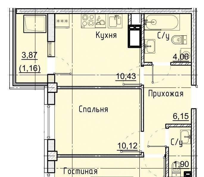 квартира г Ставрополь р-н Промышленный № 36 мкр, ЖК Фруктовый сад фото 1